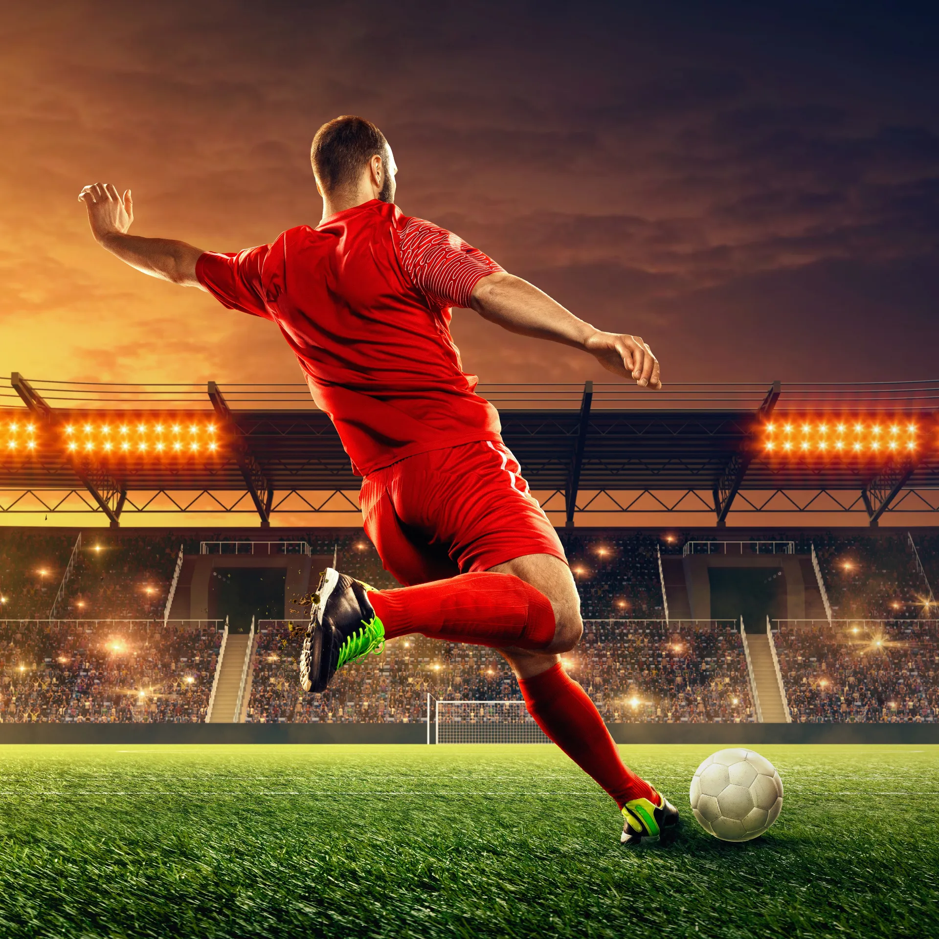 Fußballspieler im Stadion