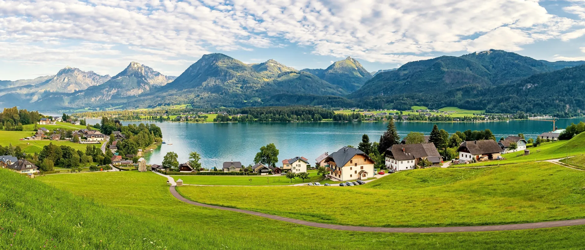 Ausblick auf den Wolfgangsee in Salzburg, Österreich
