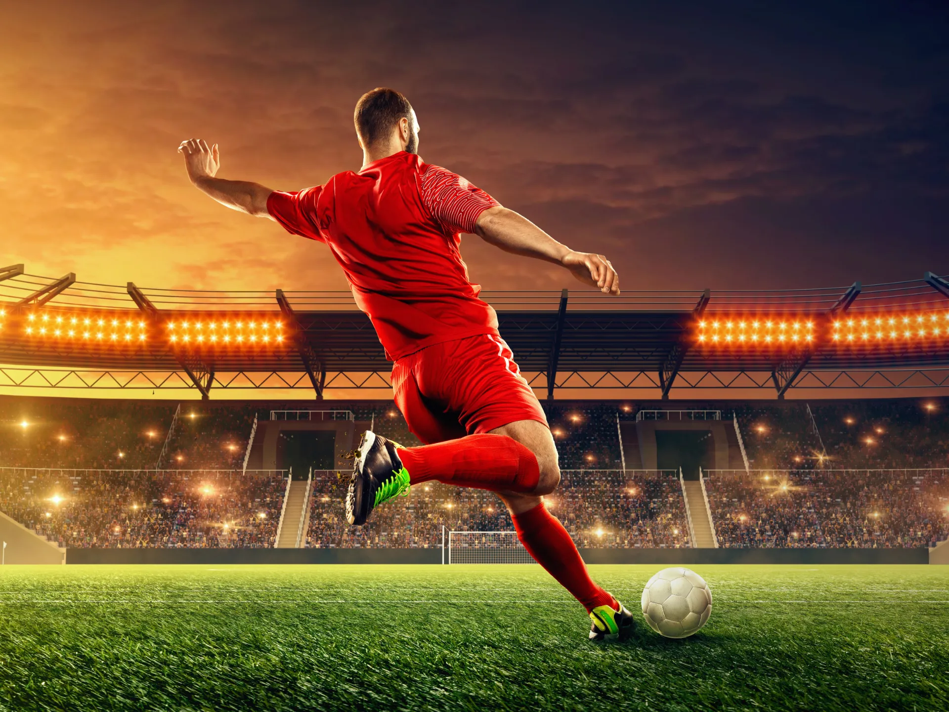 Fußballspieler im Stadion