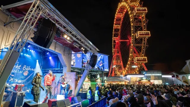 Live-Konzert vor dem Wiener Riesenrad auf dem Wintermarkt am Riesenradplatz