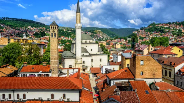 Blick auf die Altstadt von Sarajevo, Bosnien und Herzegowina